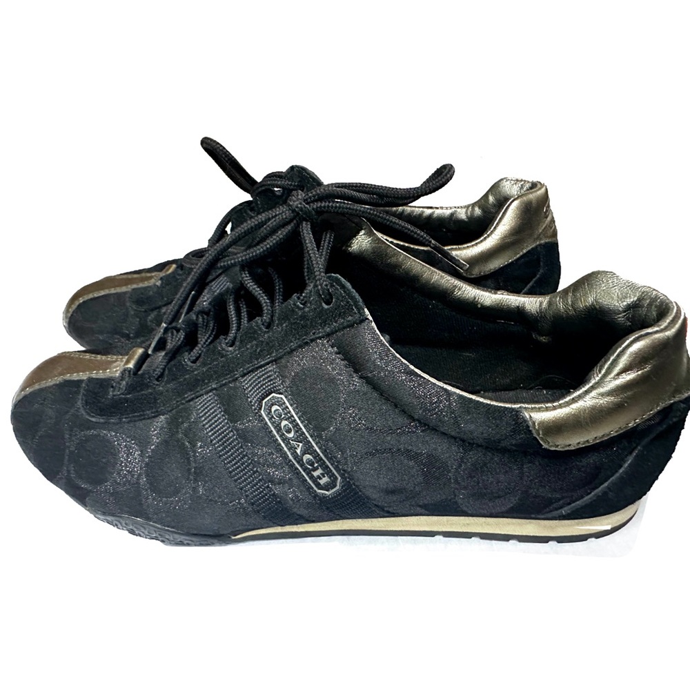 Coach Katelyn women’s sneakers size 8 silver black monogram
